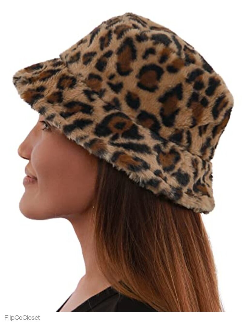 Fuzzy Plush Bucket Hat Sheep Print Adjustable Winter Spring Warm Fisherman Cap